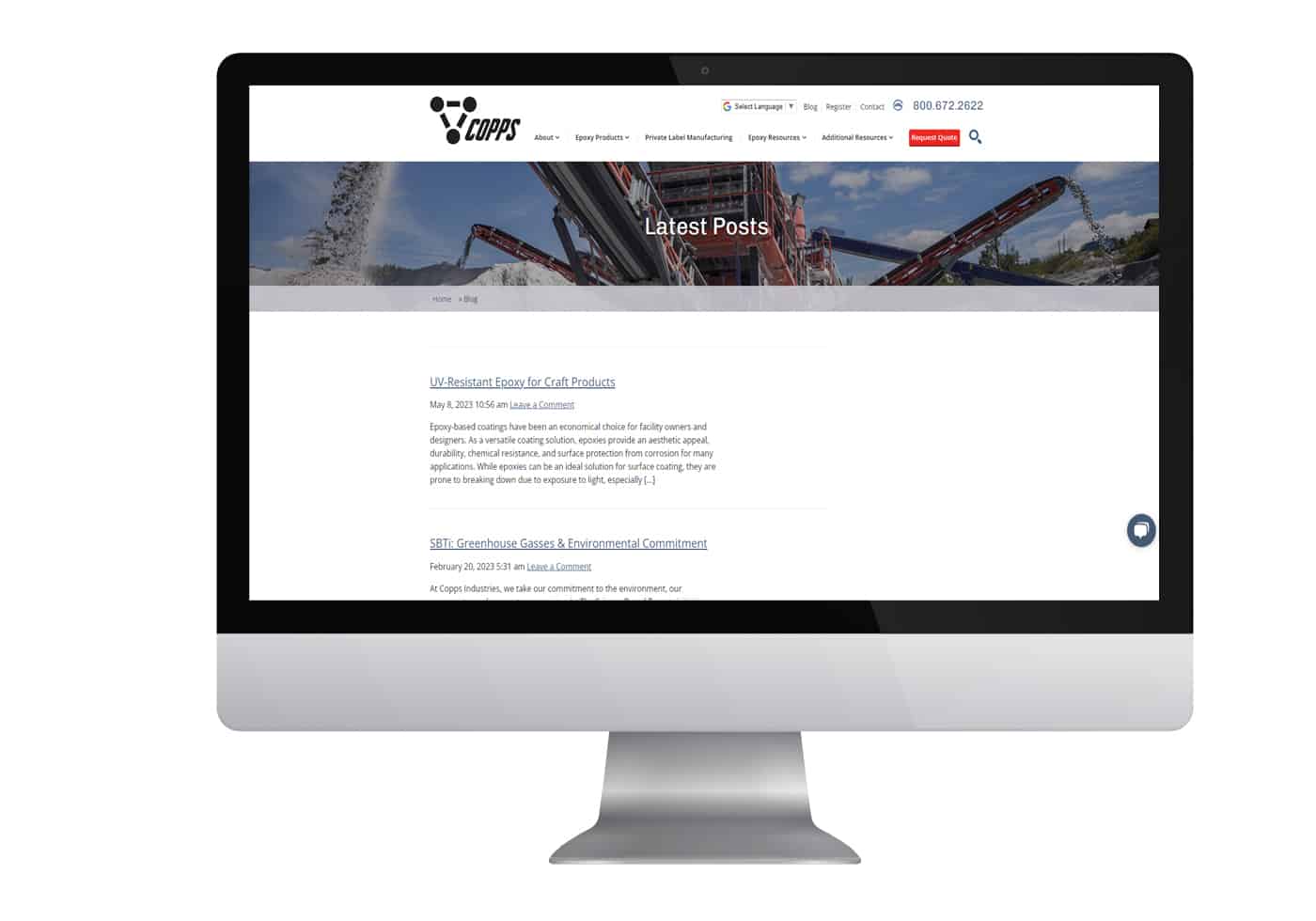 iMac with Blog on the screen