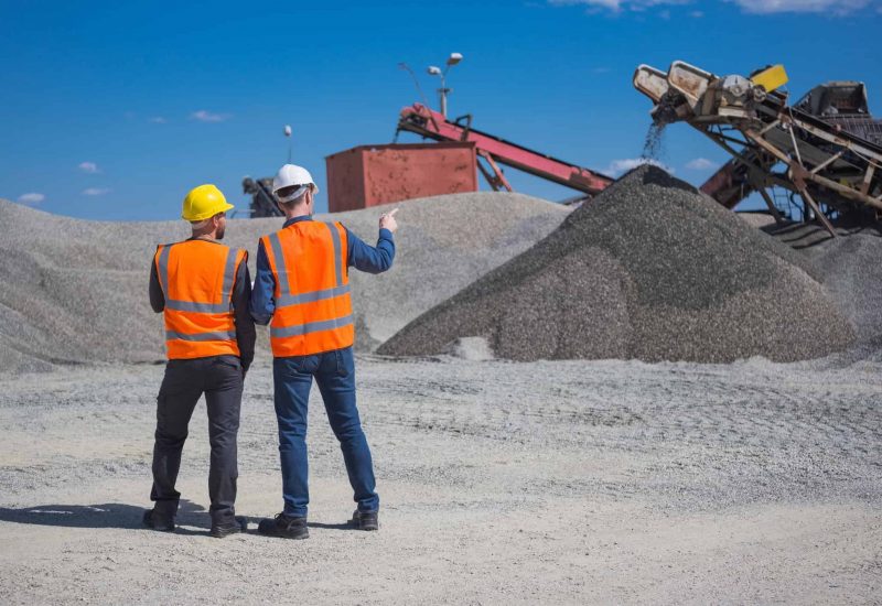 Open-pit mine worker and engineer